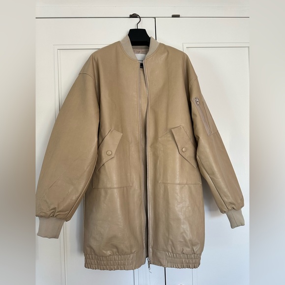 ❌❌❌SOLD!THE FRANKIE SHOP New Beige Jesse Faux-Leather Jacket NWT! Size XS-S - Picture 12 of 15
